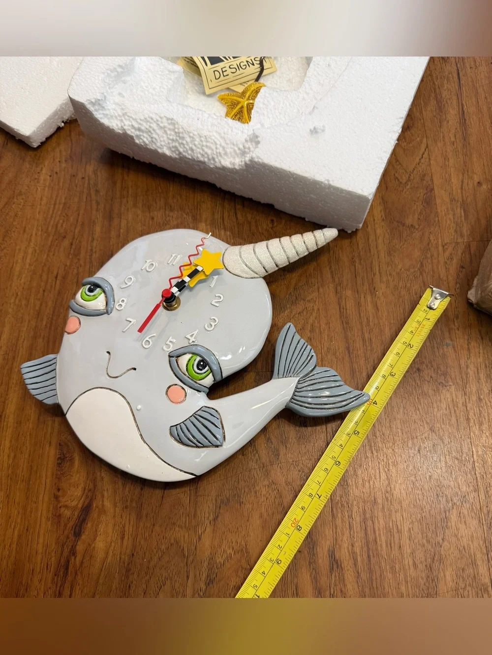 Allen Designs Narwhal & Starfish Pendulum Wall Clock Analog Animal Art Authentic